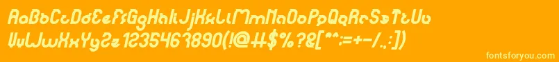 noakatz Bold Italic-fontti – keltaiset fontit oranssilla taustalla