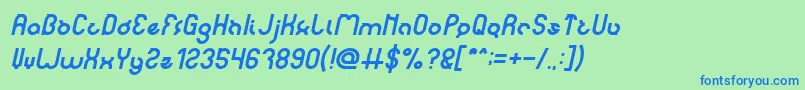 noakatz Italic-Schriftart – Blaue Schriften auf grünem Hintergrund