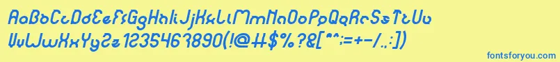 Czcionka noakatz Italic – niebieskie czcionki na żółtym tle