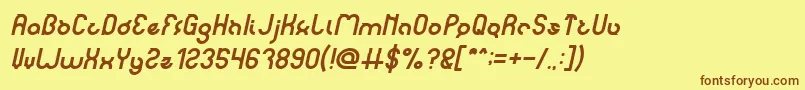 Czcionka noakatz Italic – brązowe czcionki na żółtym tle