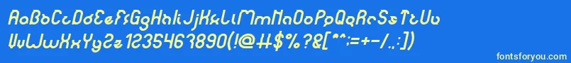 noakatz Italic-Schriftart – Gelbe Schriften auf blauem Hintergrund