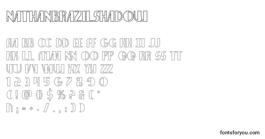 Schriftart Nathanbrazilshadow – Alphabet, Zahlen, spezielle Symbole