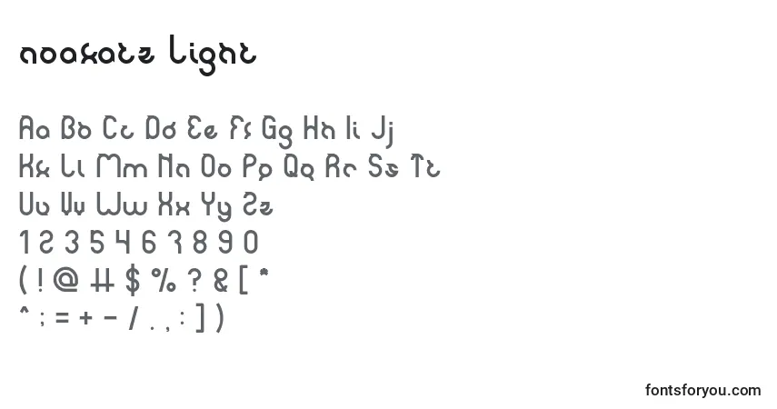 Schriftart Noakatz Light – Alphabet, Zahlen, spezielle Symbole