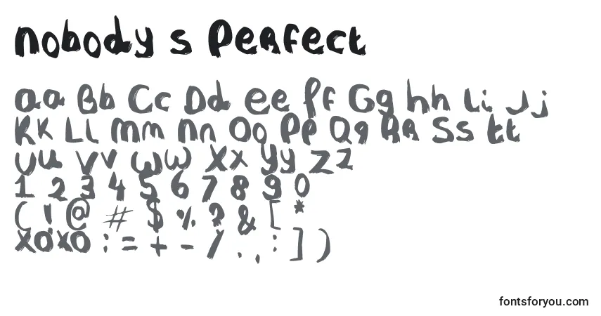 Schriftart Nobody s Perfect – Alphabet, Zahlen, spezielle Symbole
