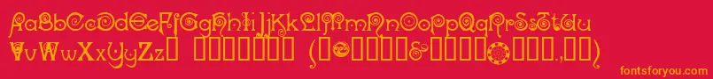 Fonte NOCKC    – fontes laranjas em um fundo vermelho