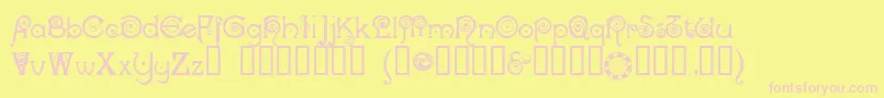 NOCKC   -fontti – vaaleanpunaiset fontit keltaisella taustalla