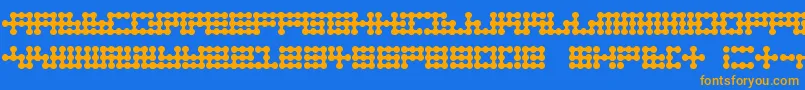 フォントNode To Nowhere – オレンジ色の文字が青い背景にあります。