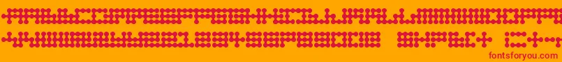 Node To Nowhere-Schriftart – Rote Schriften auf orangefarbenem Hintergrund