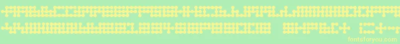 Node To Nowhere-fontti – keltaiset fontit vihreällä taustalla