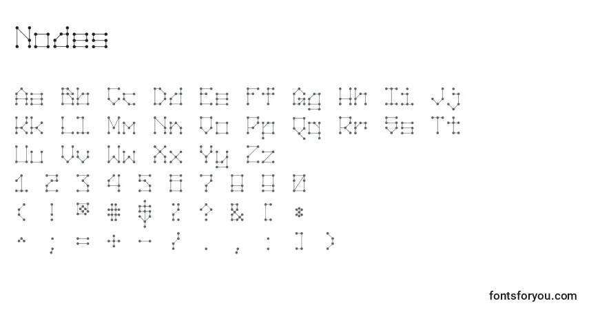 Schriftart Nodes – Alphabet, Zahlen, spezielle Symbole