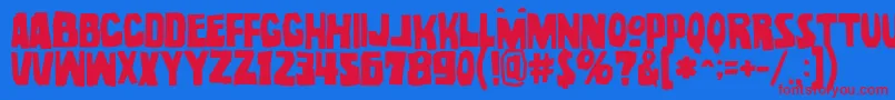Fonte Noel Gallagher With Accents OpenType – fontes vermelhas em um fundo azul