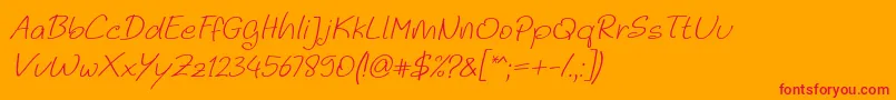 フォントNoela Sherly Light Italic – オレンジの背景に赤い文字