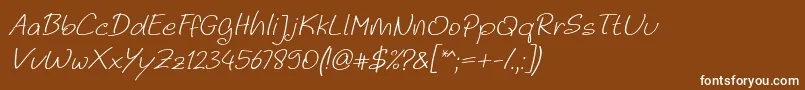 Noela Sherly Light Italic-Schriftart – Weiße Schriften auf braunem Hintergrund
