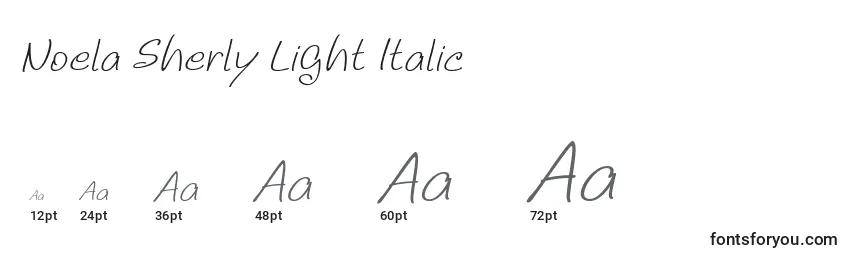 Tamanhos de fonte Noela Sherly Light Italic