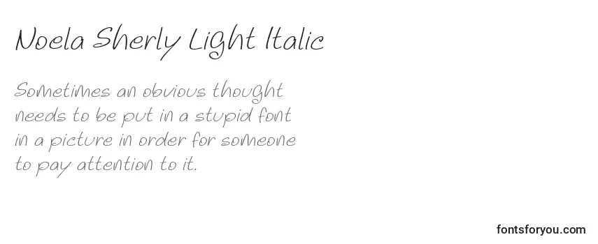 Überblick über die Schriftart Noela Sherly Light Italic