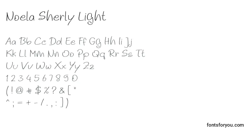 Schriftart Noela Sherly Light – Alphabet, Zahlen, spezielle Symbole