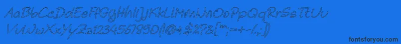Шрифт Noela Sherly Outline Italic – чёрные шрифты на синем фоне