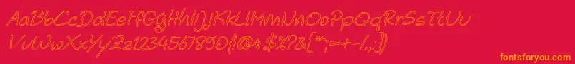 Noela Sherly Outline Italic Font – Orange Fonts on Red Background