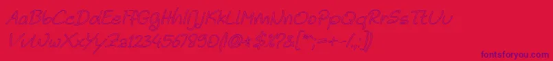 Czcionka Noela Sherly Outline Italic – fioletowe czcionki na czerwonym tle
