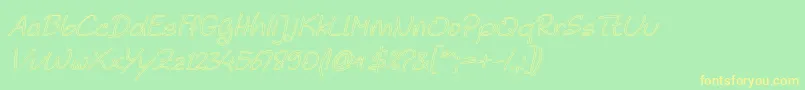 Noela Sherly Outline Italic Font – Yellow Fonts on Green Background