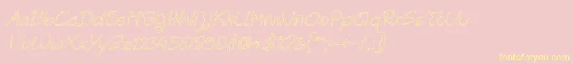 Noela Sherly Outline Italic-Schriftart – Gelbe Schriften auf rosa Hintergrund