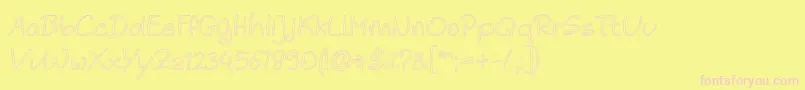 フォントNoela Sherly Outline – ピンクのフォント、黄色の背景