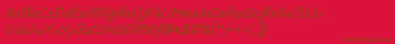 Fonte Noela Sherly Regular Italic – fontes marrons em um fundo vermelho