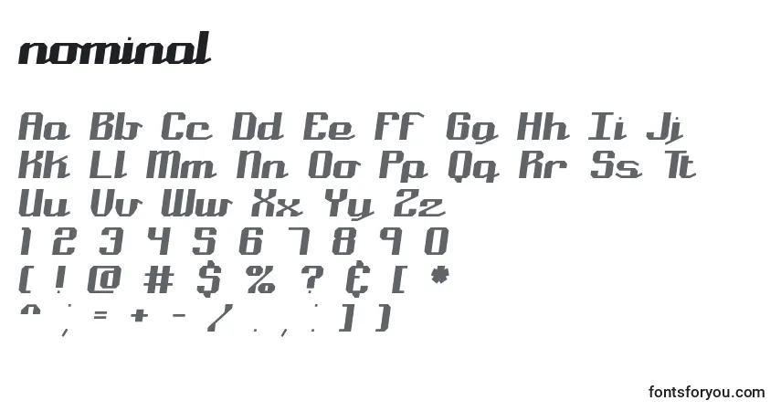 Шрифт Nominal (135684) – алфавит, цифры, специальные символы