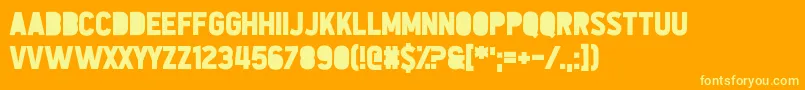 None Away from the Moon-Schriftart – Gelbe Schriften auf orangefarbenem Hintergrund
