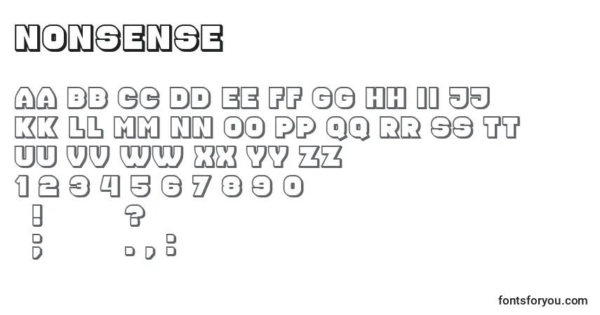 A fonte Nonsense (135687) – alfabeto, números, caracteres especiais