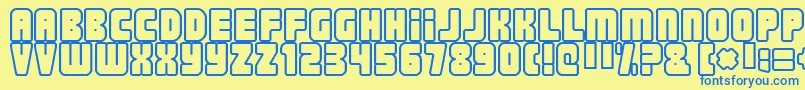 NONSTOP-Schriftart – Blaue Schriften auf gelbem Hintergrund