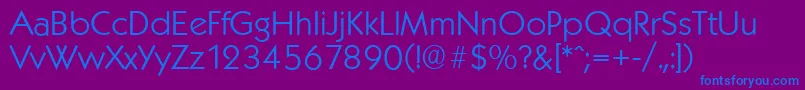 KoblenzserialLightRegular-Schriftart – Blaue Schriften auf violettem Hintergrund