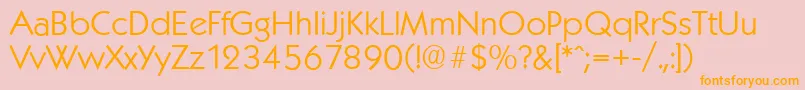 KoblenzserialLightRegular-fontti – oranssit fontit vaaleanpunaisella taustalla
