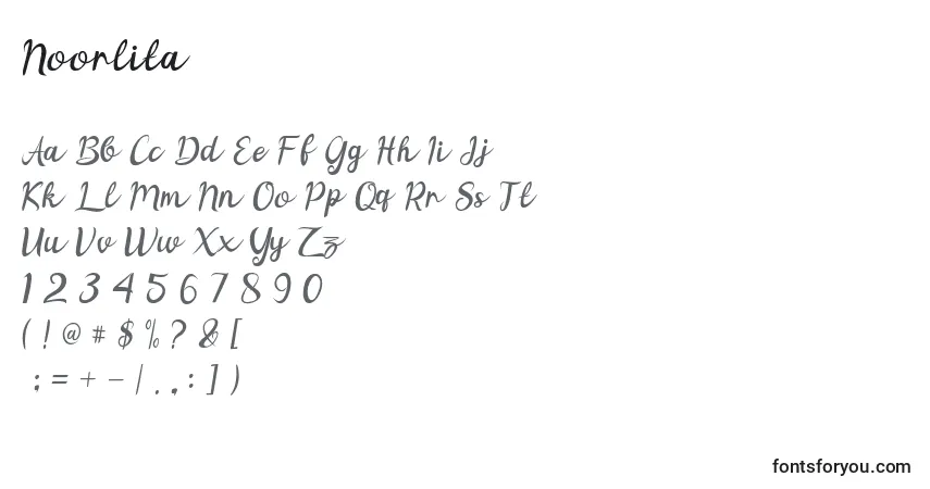 A fonte Noorlita – alfabeto, números, caracteres especiais