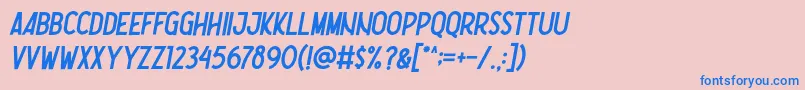 Шрифт Nootdorp Italic Demo – синие шрифты на розовом фоне