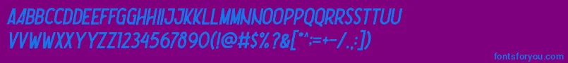 Шрифт Nootdorp Italic Demo – синие шрифты на фиолетовом фоне