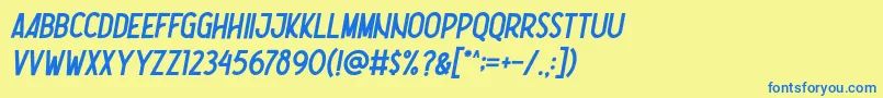 Czcionka Nootdorp Italic Demo – niebieskie czcionki na żółtym tle