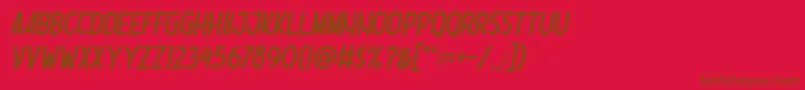 Шрифт Nootdorp Italic Demo – коричневые шрифты на красном фоне
