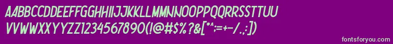 Шрифт Nootdorp Italic Demo – зелёные шрифты на фиолетовом фоне