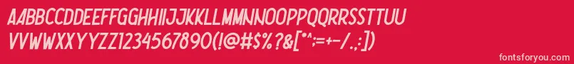 Шрифт Nootdorp Italic Demo – розовые шрифты на красном фоне