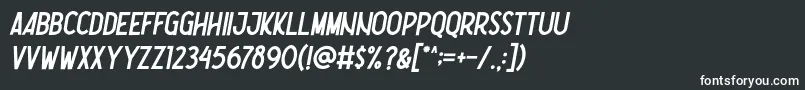 Шрифт Nootdorp Italic Demo – белые шрифты на чёрном фоне