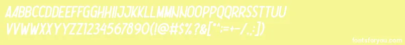Шрифт Nootdorp Italic Demo – белые шрифты на жёлтом фоне
