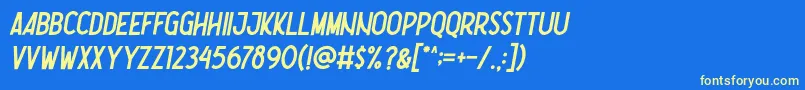 Шрифт Nootdorp Italic Demo – жёлтые шрифты на синем фоне