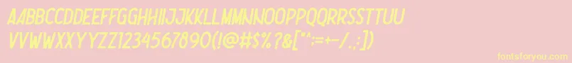 Fonte Nootdorp Italic Demo – fontes amarelas em um fundo rosa