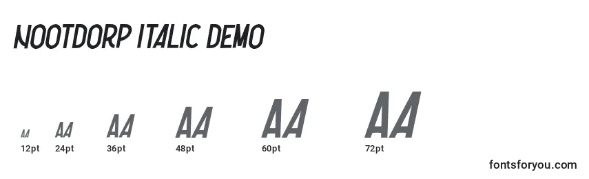 Размеры шрифта Nootdorp Italic Demo