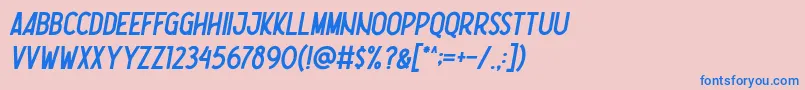 Czcionka Nootdorp Italic Demo – niebieskie czcionki na różowym tle