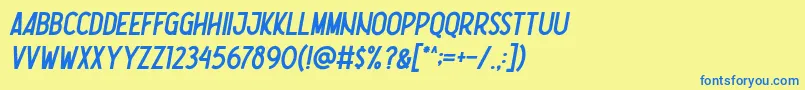 Czcionka Nootdorp Italic Demo – niebieskie czcionki na żółtym tle