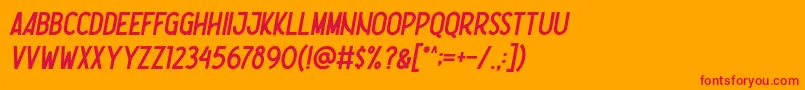 Nootdorp Italic Demo-fontti – punaiset fontit oranssilla taustalla