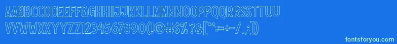 Nootdorp Line Demo-Schriftart – Grüne Schriften auf blauem Hintergrund