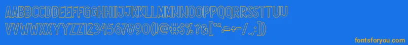 Nootdorp Line Demo-Schriftart – Orangefarbene Schriften auf blauem Hintergrund